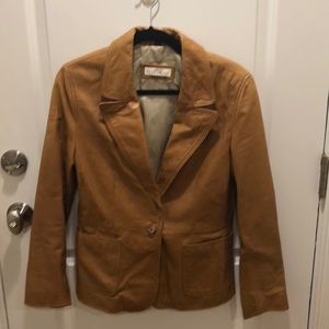 Brown White House black market leather jacket